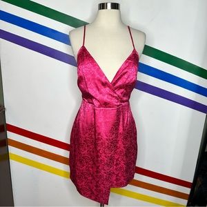 Lulus hot pink asymmetric silky  mini dress size small